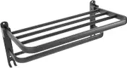 MOKKHNB 1 Set Wall Mounted Towel Rack No Drill Aluminum Bathroom Towel Shelf Modern Storage Organizer for Clothes and Toiletries Chic Design for Minimalist Bathrooms