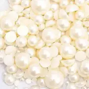 800 Pcs Cream Flatback Half Faux Pearls Beads DIY Crafts Nail Art