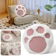 Round White Plush Pink Cat Paw Pillowcase Cushion Cover Sofa Home Decor.