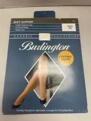 Vintage Burlington Pantyhose Classic Full Figure White Queen 2 New