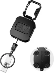 Retractable ID Badge Holder: Heavy Duty Tactical Metal Retractable Keychain Badg