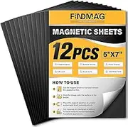 12 Pack Magnetic Sheets, Magnetic Sheets with Adhesive Backing, Magnets for Crafts, 5 x 7 inches Flexible Self Adhesive Magnet Sheets for Picture, Photo, Art, Crafts or DIY Magnets