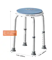 Shower Chair for Inside Shower Adjustable Height Shower Stool Non-Slip Bench Bathtub Seat for Elderly Disabled Adults Bleu
