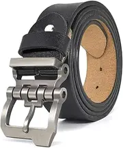 [Jinghao] Casual Belts for Men Genuine Leather Belt for Jeans & Dress Black Brown Big and Tall Size 28"-63"