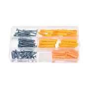 Plastic Expansion Tube with Screws Assortment Kit for Drywall Yellow 100pcs