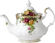 Royal Albert - Old Country Roses Teapot Gift - Vintage Serving Set for 4 Cups, with Bone China Medium Size Tea Pot - Floral Pattern, 0.8 litres