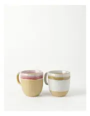[Australian House & Garden] Esperance Wiped Edge Mug Bullet Set of 2 in White/Sand