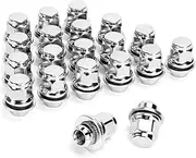 Dynofit 12mmx1.5 Wheel Lug Nuts, 20x Silver M12x1.5 Lug Nut, Mag Seat, Closed End Chrome Lug Nuts Set with Washer for Toyota Lexus 5 Lug Factory(OEM) Wheel