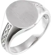 [JewelryWeb] 925 Sterling Silver Round 15.36mm Brush Finished Polished Signet Ring Size 11 Band Style-Ring for Women