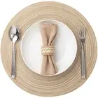 Round Placemats Set of 8 Woven Placemats Washable Braided Table Mats for Dini...