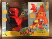 RARE LARGE Happyland Roaring Dinosaur Volcano Caveman Children’s Toy Playset