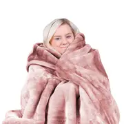Laura Hill 800GSM Heavy Faux Mink Blanket Double-Sided Queen Size Soft Plush Bed Throw Rug 220 X 240cm in Pink