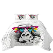Colorful Glasses Gorilla Coverlet