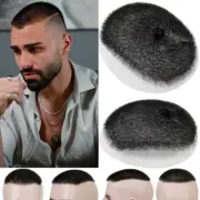 Ultra Thin PU Skin Mens Toupee Hair System 100% Human Hair Pieces Buzz Cut Black