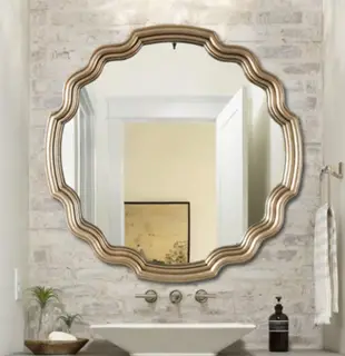 80cm 鏡子 裝飾鏡 圓鏡 壁掛鏡 美式簡約異形浴室鏡 衛生間鏡裝飾鏡 洗漱鏡子復古造型梳妝鏡壁掛 (9折)