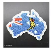 AUSTRALIA BOXING KANGAROO IRON ON SEW ON EMBROIDERED PATCH AUSSIE MAP