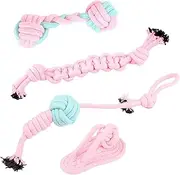 Dog Chew Rope | 4X Dog Chew Toy - Interactive Pull Game for Mental Stimulation and Teeth Cleaning, Training Activities for Medium and Small Breeds
