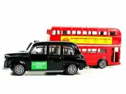 Diecast Genuine London Bus and London Taxi Set Mini Souvenir - Moving Wheel Ac