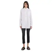 Replay Womens Plain Long Sleeve Longline Relaxed Cotton Shirt White