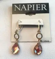 New on Card NAPIER Pierced Earrings lever back Faceted Stone #19-7