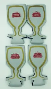NEW Lot of 4 Stella Artois Koozie Cooler 7" x 4" Glass Shaped For Can or Bottle