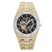 42MM 5AAA+ CZ Ice Out Hop Hip Bling Mechanical Automatic Stainless Steel Watch