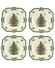 Spode Christmas Tree Set of 4 Scalloped Salad Plates