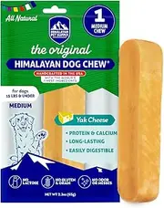 Original Yak Cheese Chew, 1 Medium Stick, 2.3 oz, Gluten Free, Healthy Treats, Grain & Lactose Free 100% Natural, Long Lasting, for Dogs Under 35 lbs