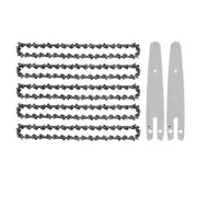 5 Pieces 6 Inch Mini Chainsaw Chain with 2 Pcs Replacement Saw Chain Bar for Cordless Electric Portable Mini Chainsaw black