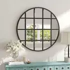 80cm Hamptons round industrial style WINDOW statement MIRROR black NEW
