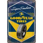 Goodyear Super Cushion Raised Embossed Man Cave Tin Sign 20 x 30cm
