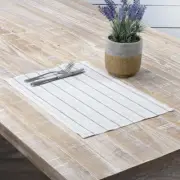 VHC Brands Placemats Charley Rust Farmhouse 12x18 Set of 6 Rect Striped Table