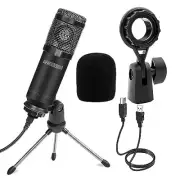 USB Microphone Condenser Mic for Computer Gaming Podcast Tripod Stand Kit
