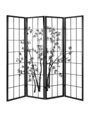 [Artiss] Room Divider Screen Bamboo 4 Panel 174x179cm in Black White