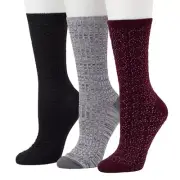 NWT Cuddl Duds Women's 3-Pack Scattered Birdseye Spacedye Crew Socks 4-10
