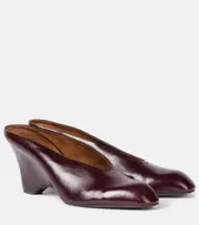 [Khaite] Khaite Colt 75 leather wedge mules AU 7 burgundy