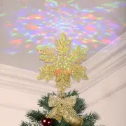 Christmas Tree Topper,Lighted Glitter Snowflake Tree Topper with Neon Lights