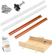 Crosscut Sled Kit for Table Saw Runners, Catcan Table Saw Sled Kit with 2 Aluminum T-Track, 2 UHMW Miter Bars, Knob and Bolt, Screws for Tablesaw Woodworking