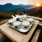 Black & White Ceramic Tea Set Teapot Cups w/Tray 6 Pcs Tea Service Party Matcha