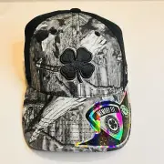 Black Clover Hat Camo Black Grey Mossy Oak L/XL Live Lucky