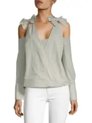 NWT BCBG MAXAZRIA "CADEE" Striped Cold Shoulder Tie Sz S $158