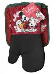 Disney Mickey Mouse Oven Mitt and Pot Holder Kitchen Decor Just Be Merry Goofy