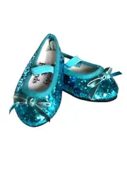 18 Inch Doll Shoes- Blue Sparkle Flats