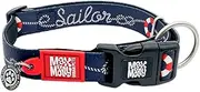 Max & Molly Urban Pets Smart ID Dog Collar - Soft Neoprene, Waterproof, Machine Washable, Power Buckle, Gotcha! QR Tag & Custom App Profile, Sailor L