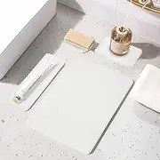 DAWNTREES Stone Sink Mat for Bathroom, Water Absorbent Sink Tray 4-Piece Set Diatomaceous Earth Drying Mat, Super Absorbent, Quick Drying, Heat Resistant Kitchen Bathroom Washing Mat (30x20cm, White)