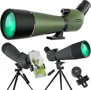 Sfeoot 25-75x80 Spotting Scope with Tripod Carrying Pouch and Quick Cell Phone Holder BAK4 High Resolution Waterproof for Birding, Shooting, Hunting, Wildlife Scenery