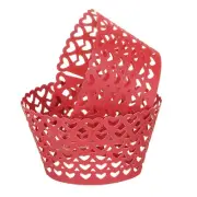 50 Pcs Cupcake Wrappers for Decoration Gloss Red (Heart, Pearlescent Paper)