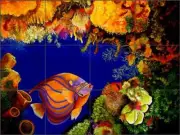 Undersea Tile Backsplash Micheline Hadjis Fish Art Ceramic Mural MHA054