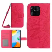 For Xiaomi Redmi 10c 4g Ht04 Sunflower Imprinted Skin-touch Anti-scratch Phone Case Magnetic Clasp Pu Leather Wallet Cover Stand With Shoulder Strap