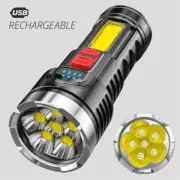 6LED Flashlight Super Bright Torch USB Rechargeable Lamp High Powered 4 Modes